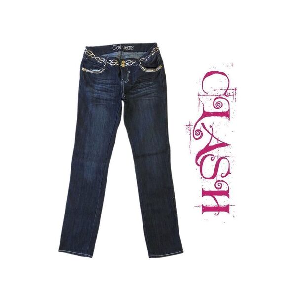 Clash Rhinestone Dark Wash Blue Jeans Sz 13 - Picture 1 of 6